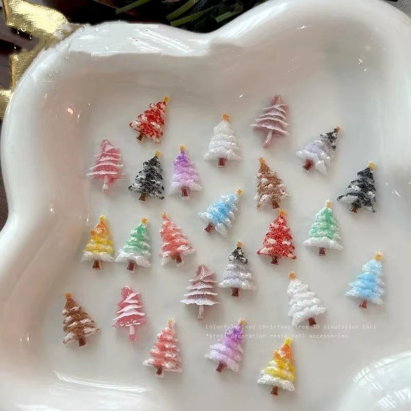 30 pièces, décorations pour ongles sur le thème de l’arbre de Noël, adorables paillettes, mini ornements en résine et en cristal pour la décoration d’ongles, idéal pour les créations manucures d’hiver