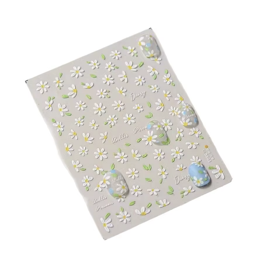 Autocollants décoratifs pour manucure florale été 2026, motifs japonais pour ongles, reliefs 5D, fleurs de cerisier, autocollants adhésifs pour nail art DIY
