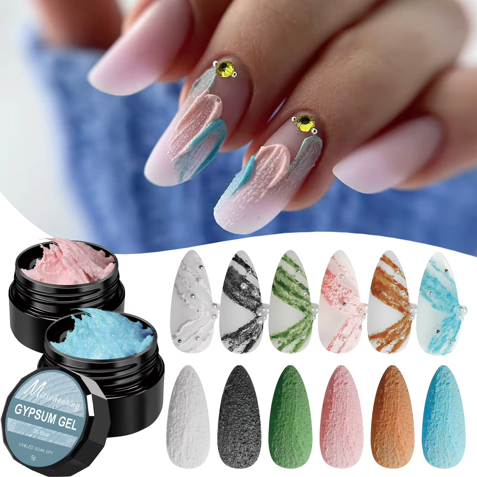 1 pot dessin sculpture Gel ongles plâtre effet 3D sable Texture soulagement pas besoin de lavage Gel vernis UV LED