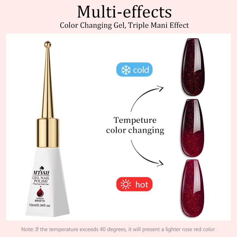 Vernis à ongles thermique à paillettes rouges 10 ml