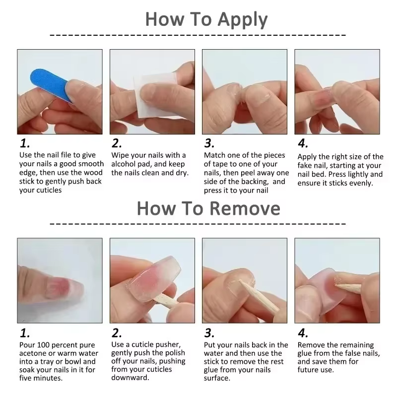 10 pièces bec de canard bleu presse à la main sur les ongles faux