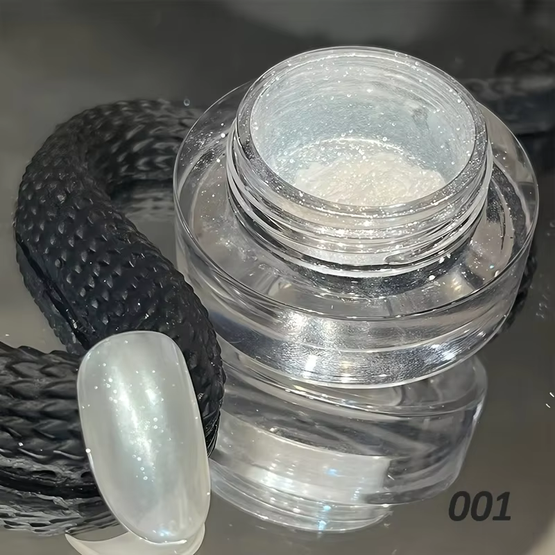 Poudre à ongles chromée perle blanche-effet beignet glacé