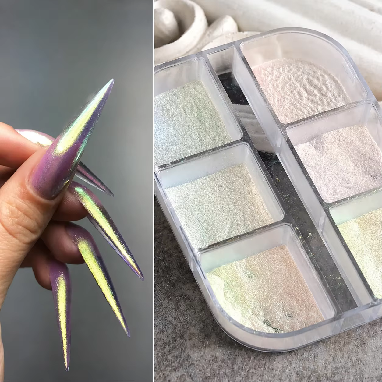 Poudre à ongles effet miroir clair de lune