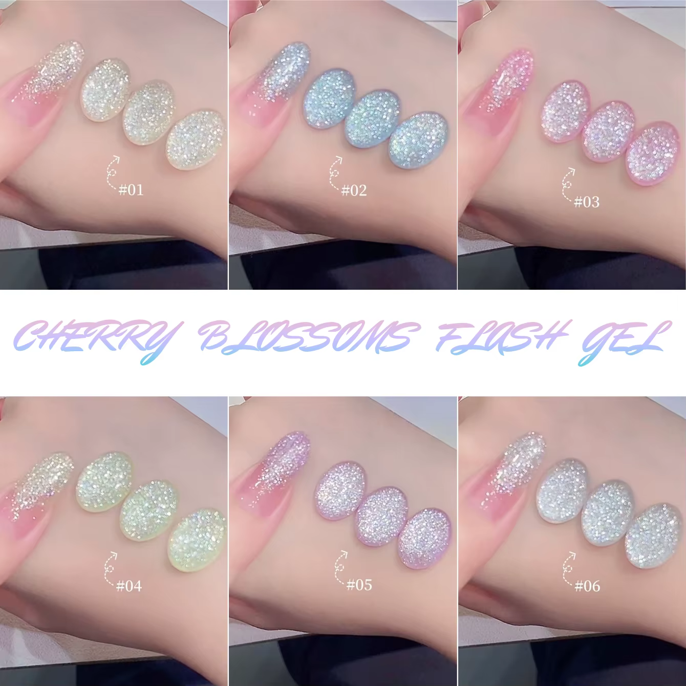 SHAKA 1-6 pièces Vernis à ongles gel pailleté fin