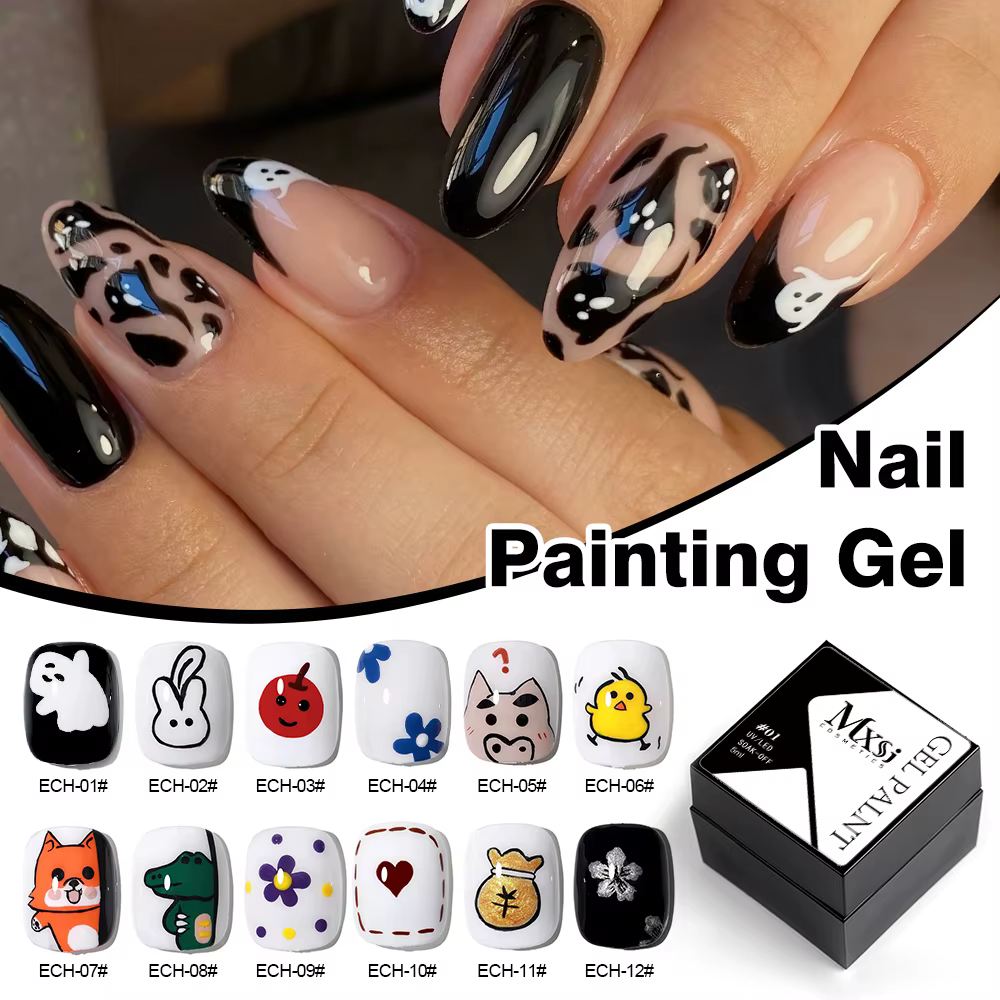 Mxsi Nail Art 12 couleurs peinture Gel vernis à ongles 5ml pour ligne fleur dessin tremper UV LED Gel