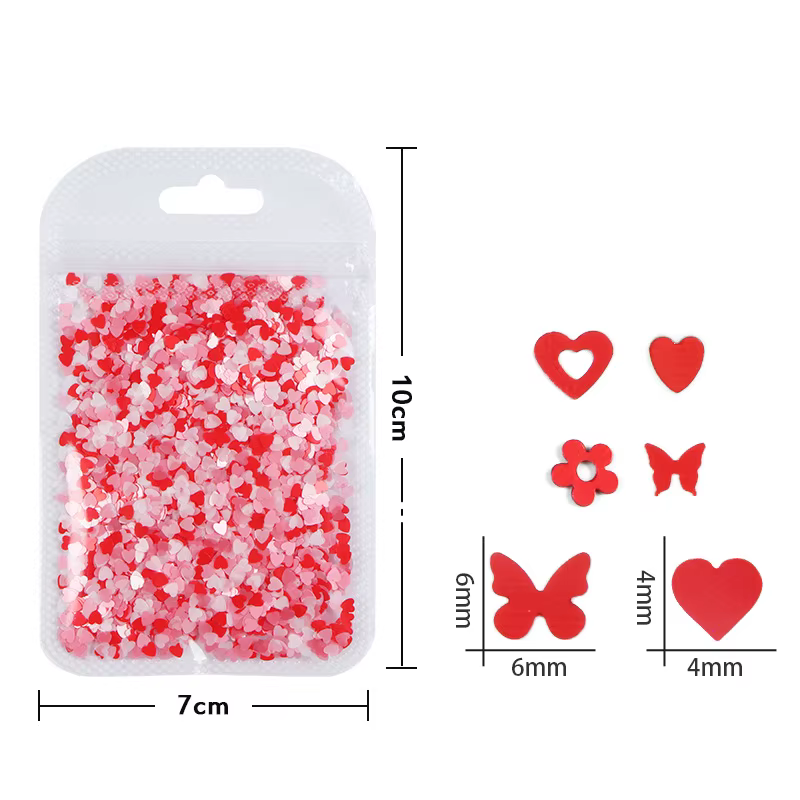 1 paquet saint valentin rose rouge Nail Art paillettes