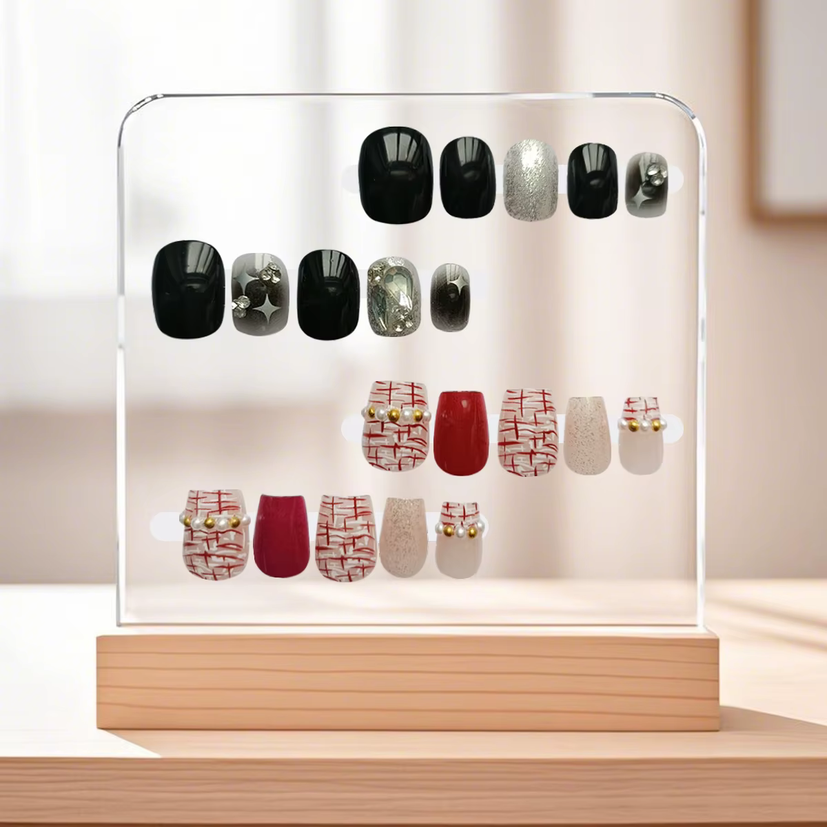 Présentoir à ongles en acrylique transparent