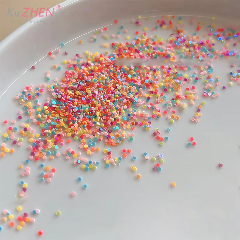 1 boîte de paillettes colorées à pois pour Nail Art