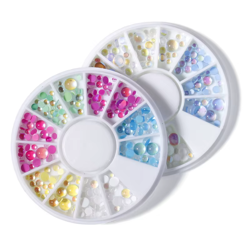 1 boîte arc-en-ciel sirène larmes Nail Art breloques Macaron bulle perles