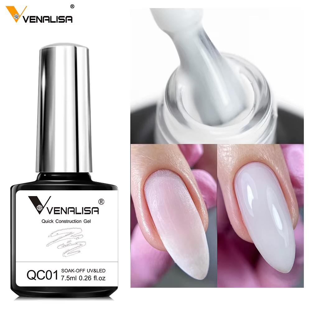 VENALISA 7.5ml Gel de Construction rapide Semi Transparent gelée couleur vernis à ongles renforcement tremper UV LED Gel rose nu