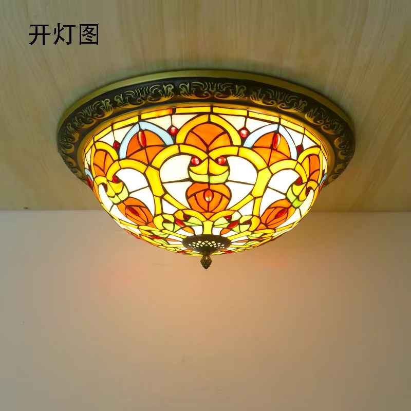 Plafonnier en verre coloré Tiffany, style américain rétro, pour chambre à coucher, bureau, hall d'entrée, balcon, lampe de décoration intérieure, luminaires