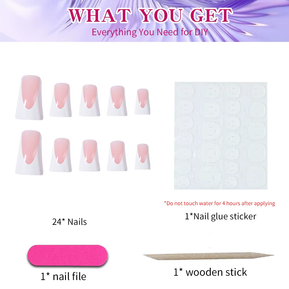 Faux ongles en résine blanche de style français