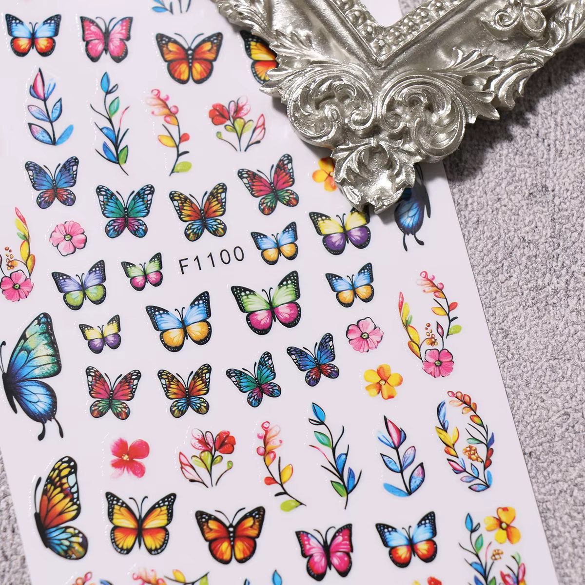 Autocollants pour ongles papillon fleur printemps et été