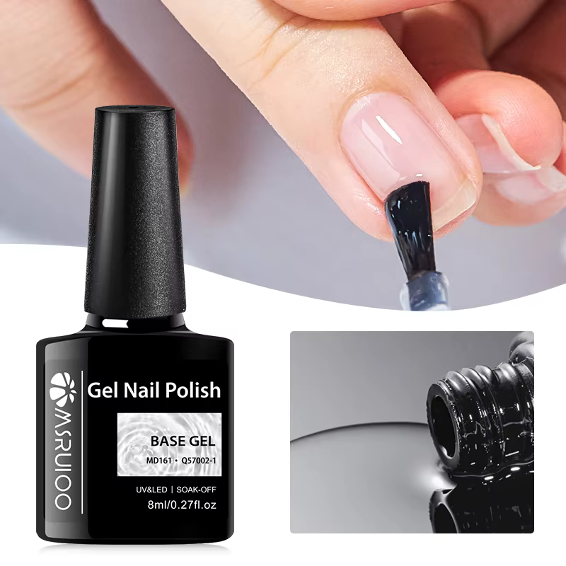 Lot de 2 vernis à ongles semi-permanents 8ml : Base Gel et Top Coat sans résidu