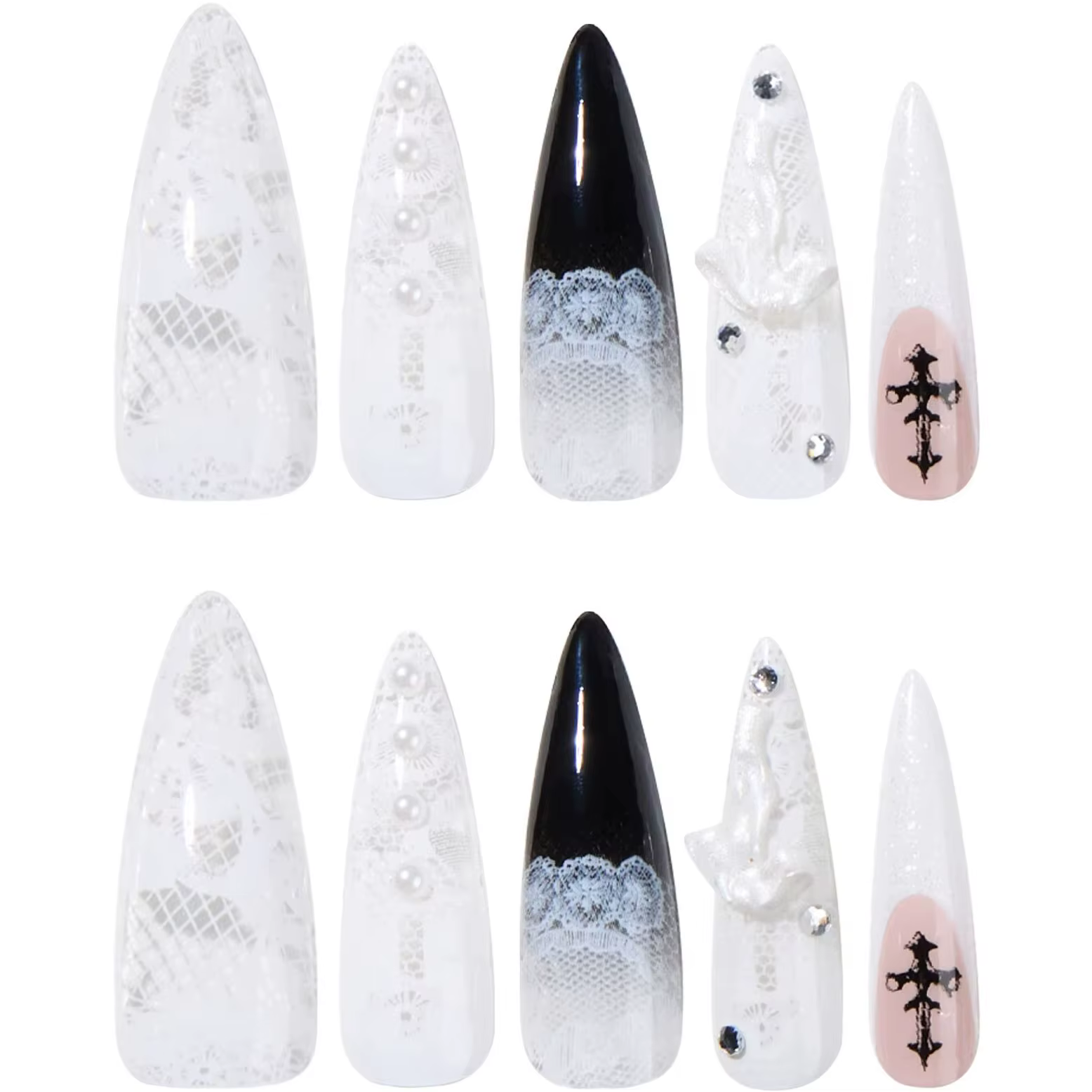 Faux ongles longs et pointus de style gothique