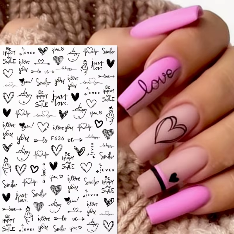2 autocollants pour ongles sur le thème de la Saint-Valentin F636