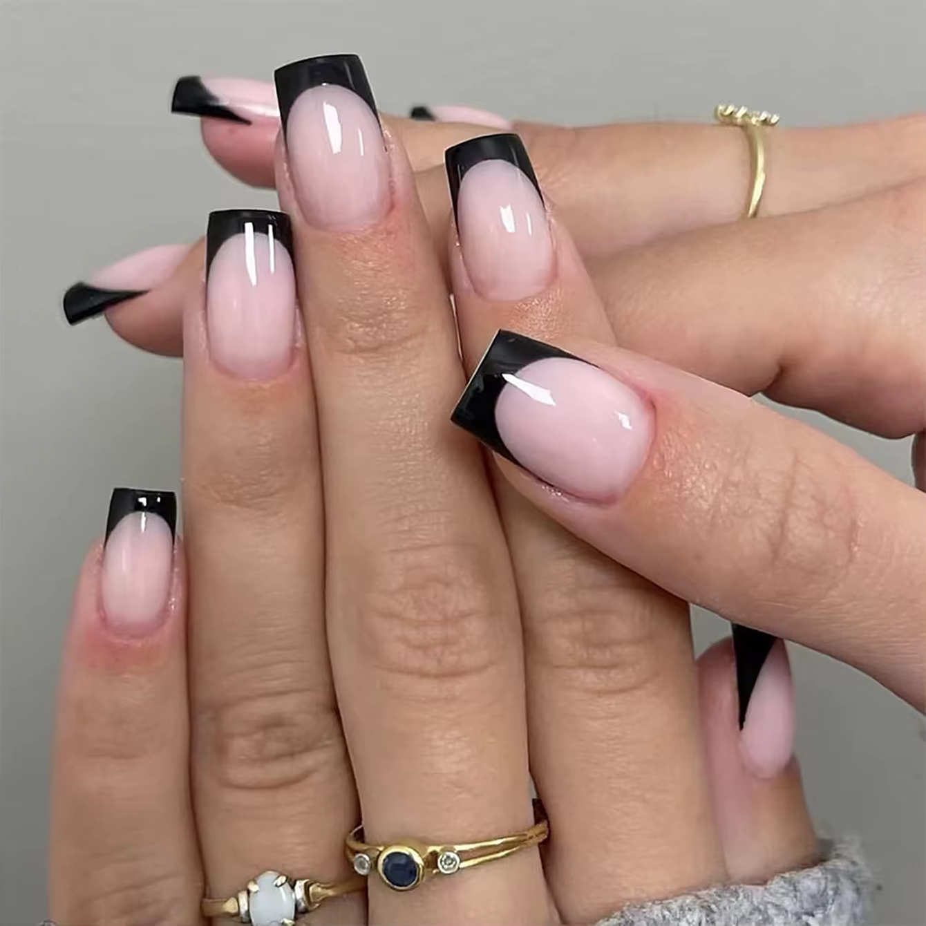 48 pièces-ongle pointu de Style français avec ongle d'orteil