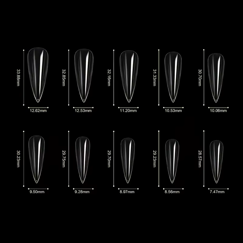 120/240 faux ongles, ongles transparents extra-longs de type stiletto