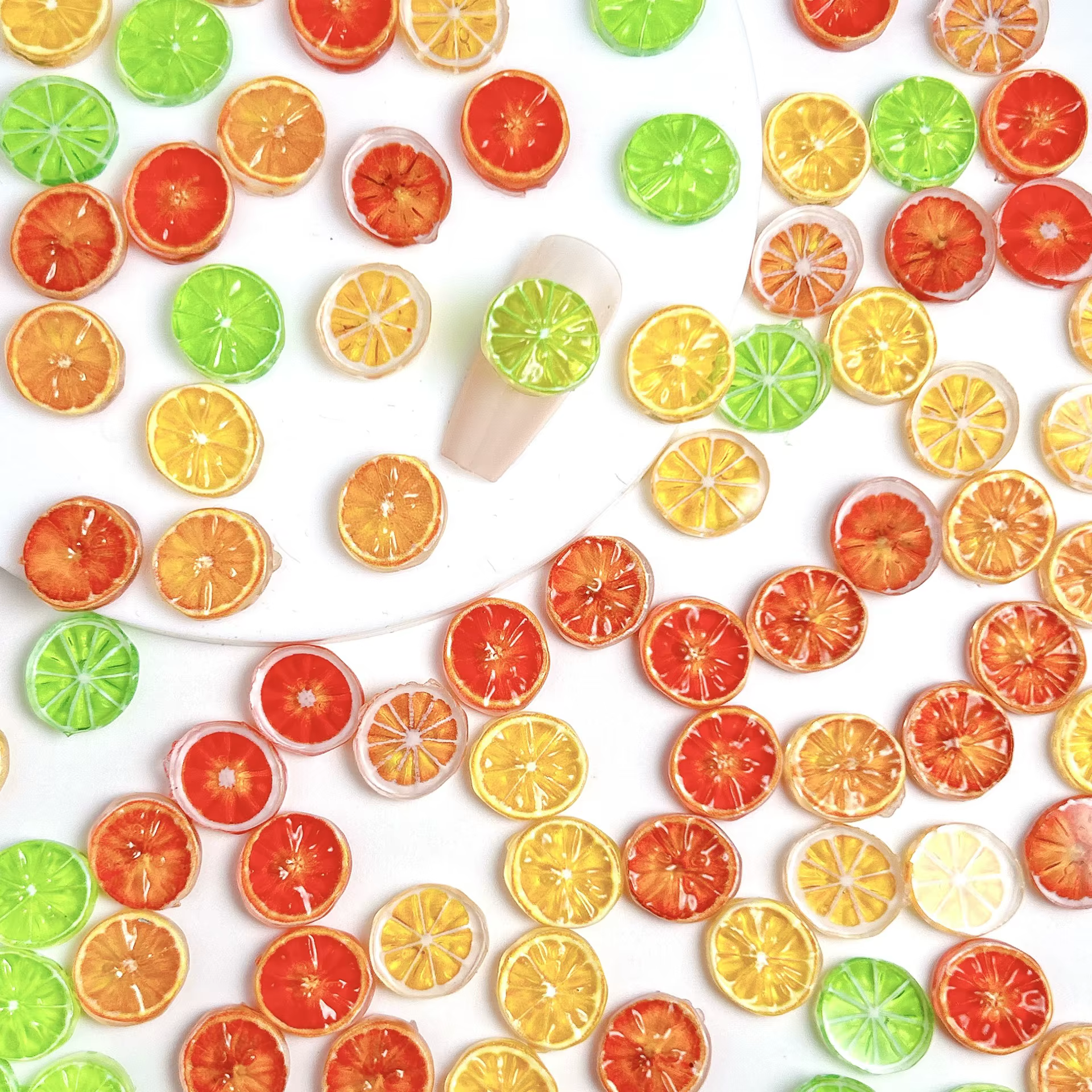 Pièces de breloques pour ongles en résine de citron
