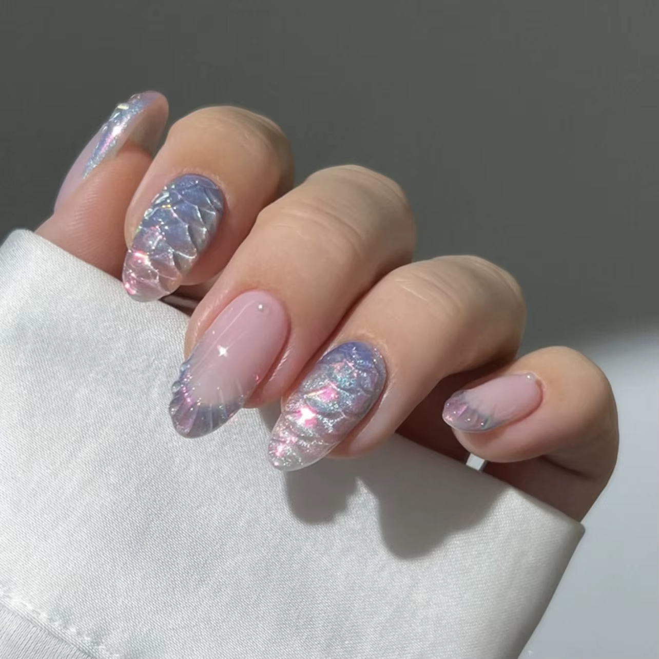 24 pièces fleur rose amande presse sur ongles Kawaii faux