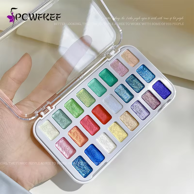 24 couleurs ongles solide Pigment Aurora nacré Nail Art aquarelle métallique Palette peinture dessiner Chrome caméléon
