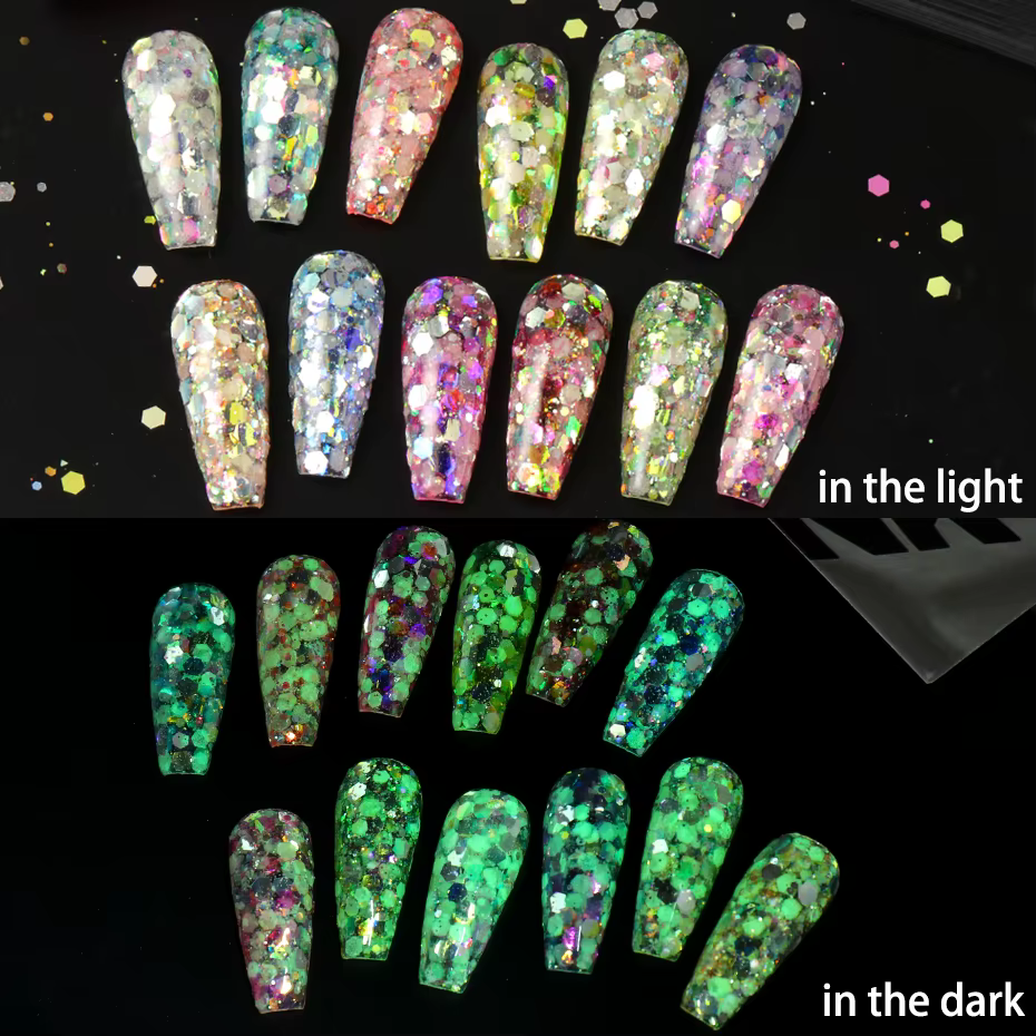 Poudre holographique hexagonale brillante pour Nail Art