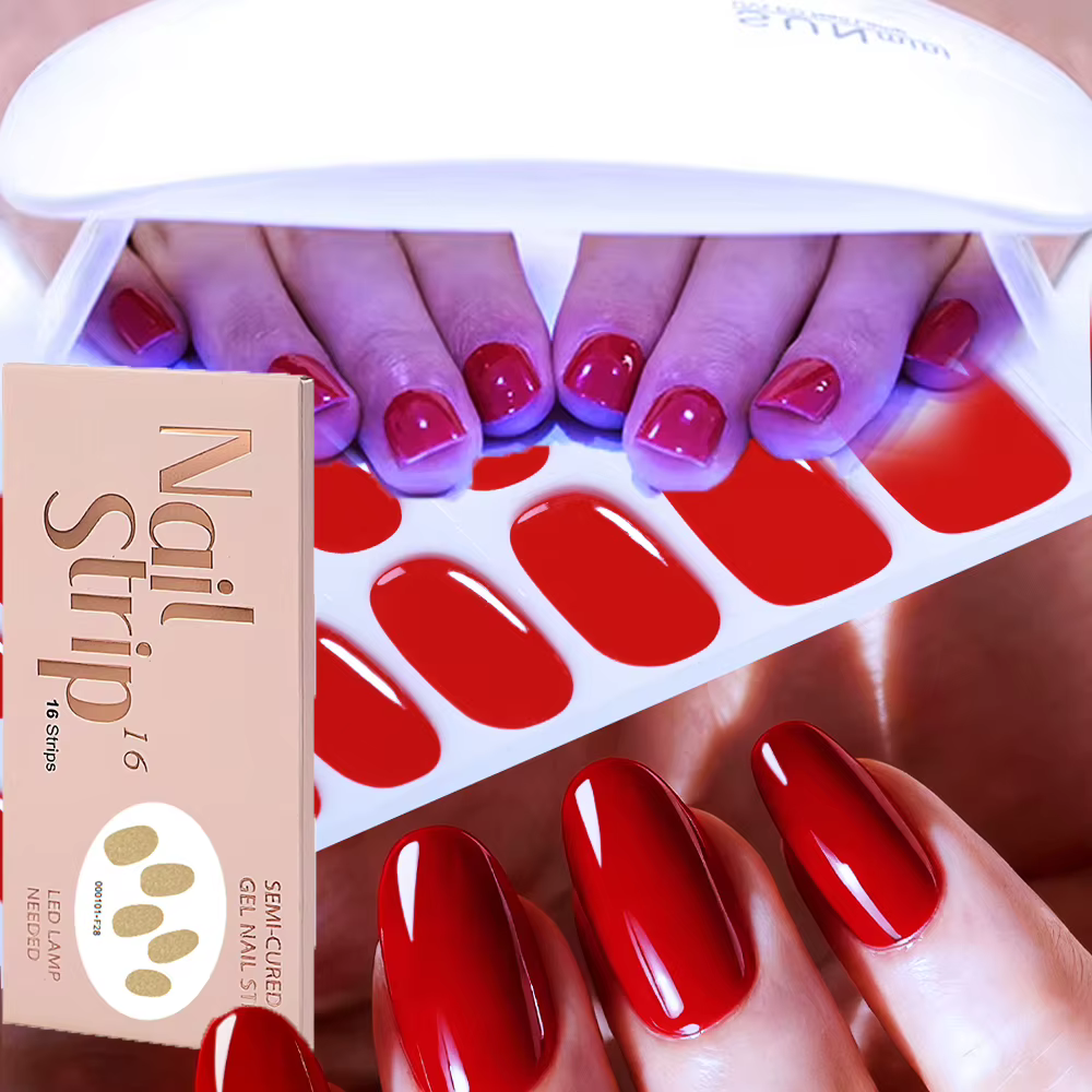 16 conseils saint valentin rouge brillant Semi-durci ongles Gel enveloppes longue durée