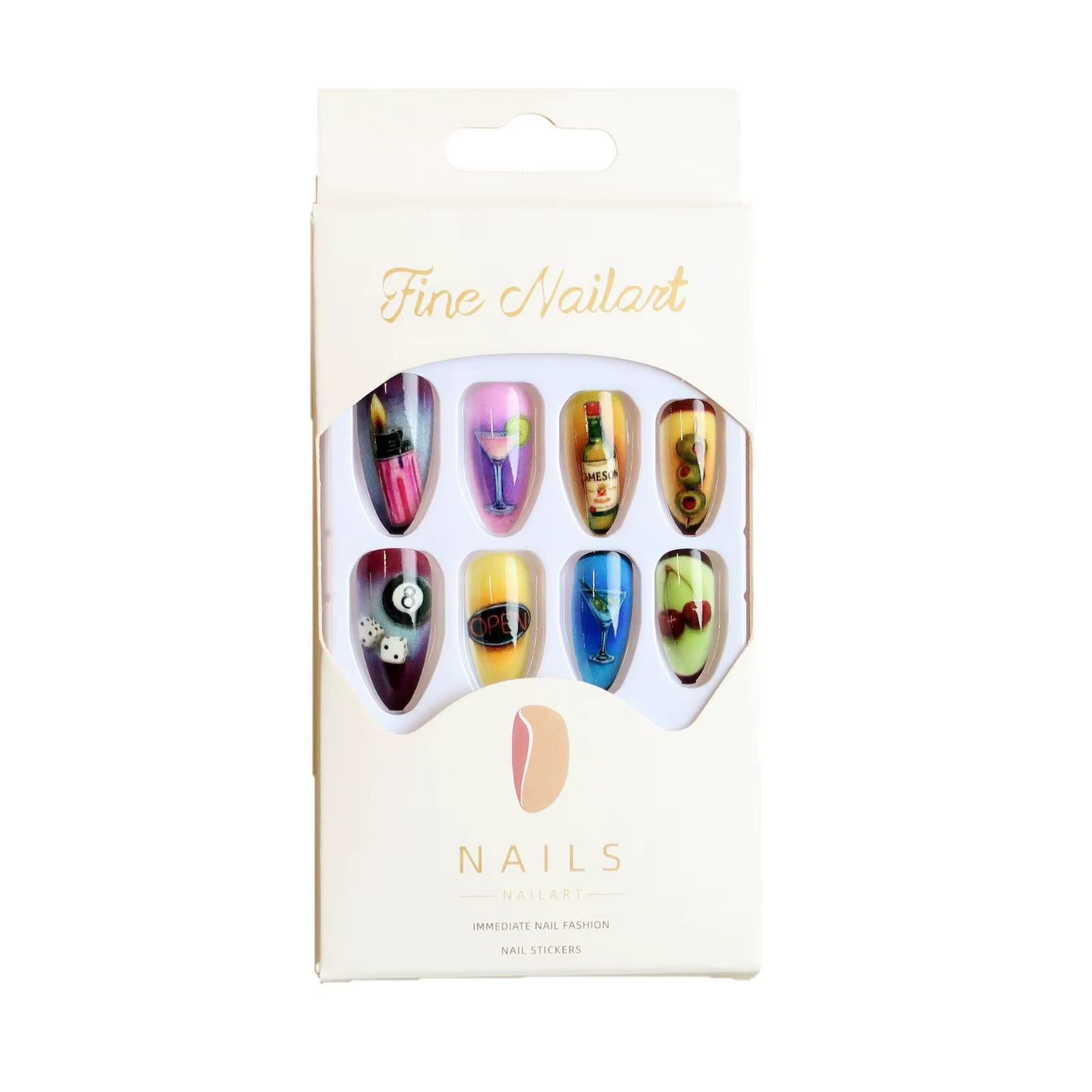 24 faux ongles brillants en amande