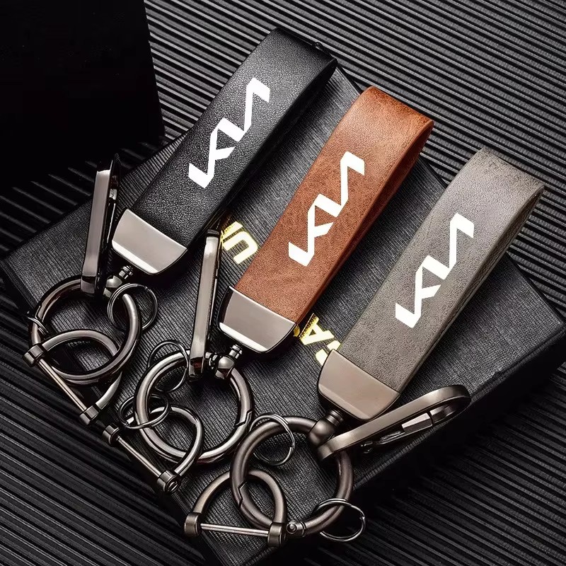 Porte-clés créatif avec logo de voiture, en cuir, à la mode, cadeau pour hommes et femmes, pour Kia rio ceed sportage cerato soul sorento k2 k5, accessoires