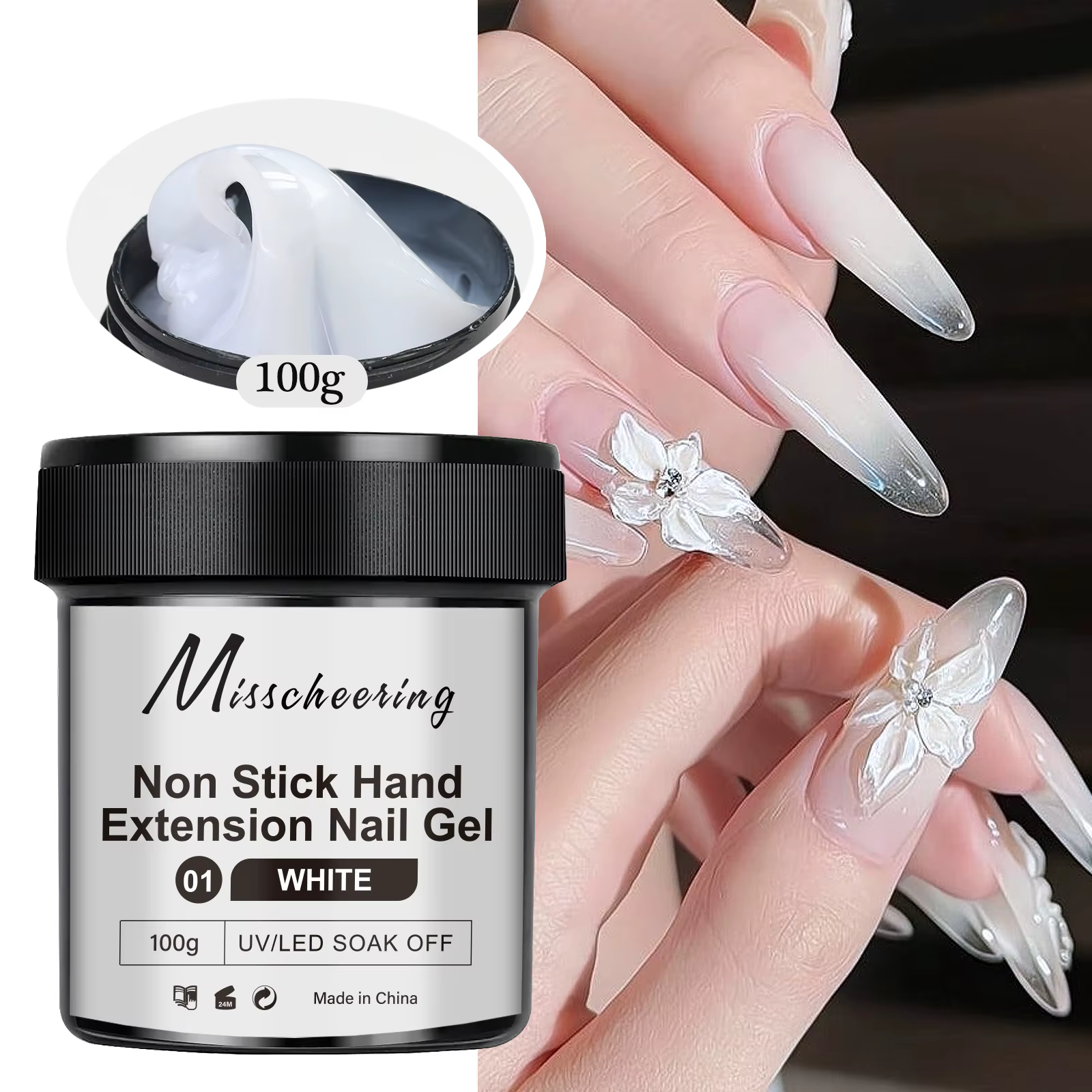 100g blanc clair antiadhésif Extension de main Gel pour ongles 3D façonnage sculpture Nail Art solide dur Gel UV LED