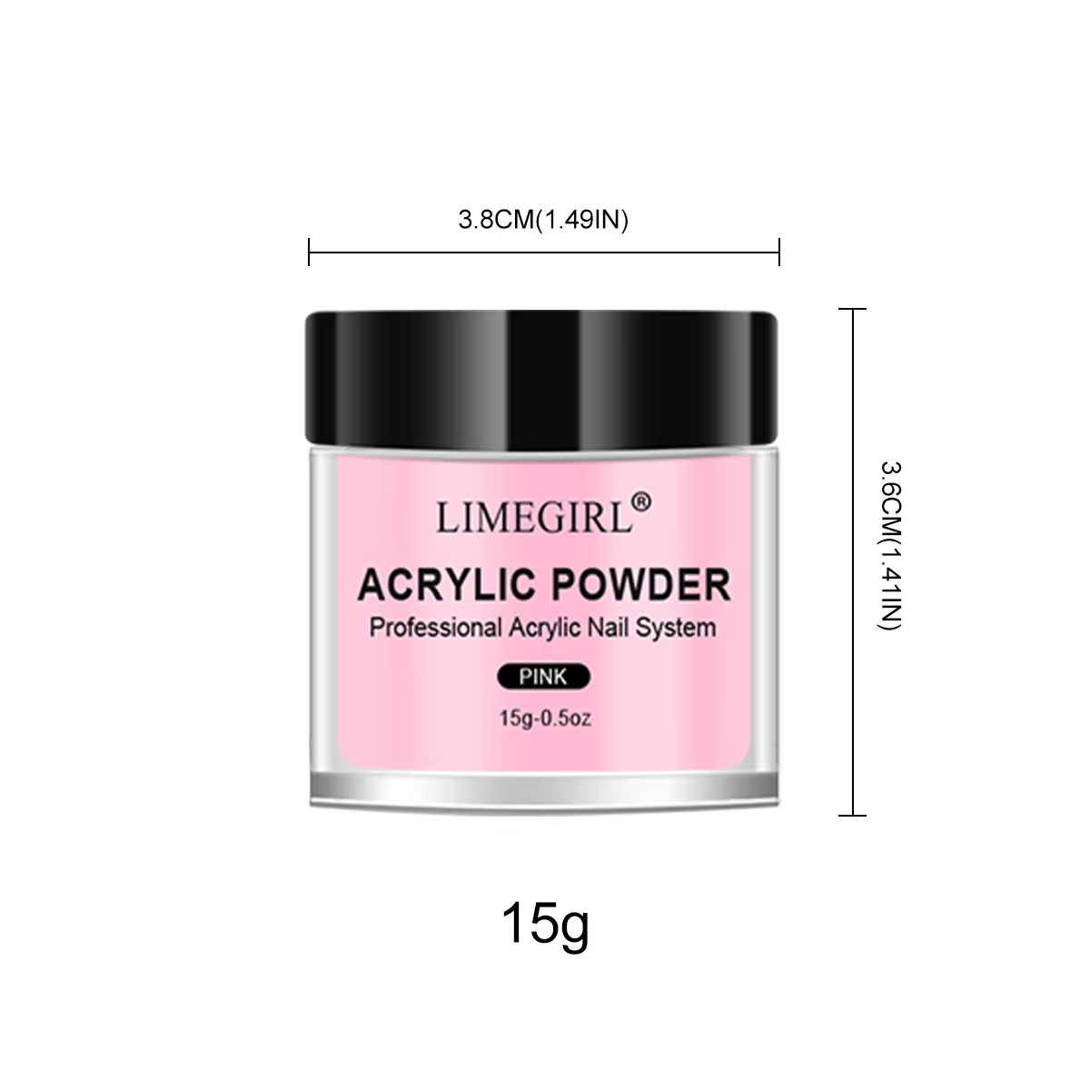 LIMEGIRL 5 couleurs poudre acrylique pour ongles professionnel rose clair blanc nu polymère pour Extension d'ongles
