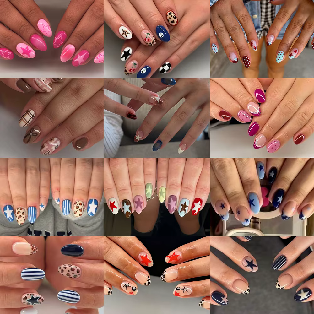 288 pièces (12 mélangés) ongles à huit boules