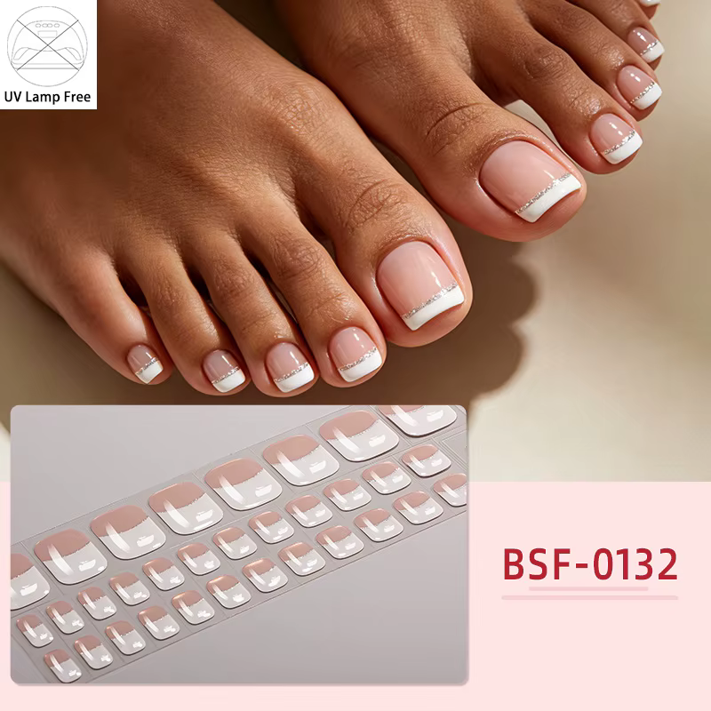 Autocollants pour ongles de pieds en gel sans UV style français