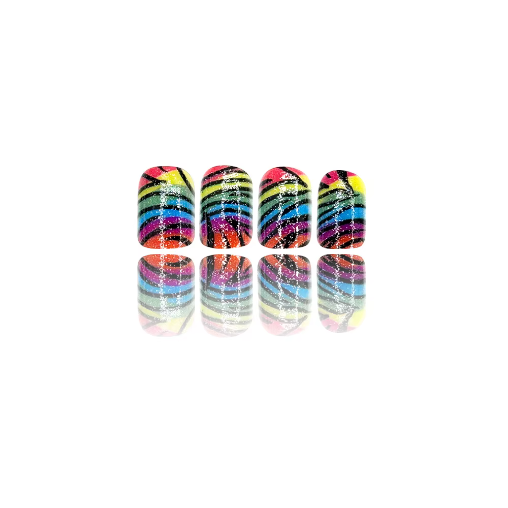 24 faux ongles français imprimés léopard colorés
