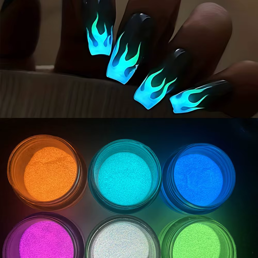 Poudre à ongles phosphorescente pour manucure