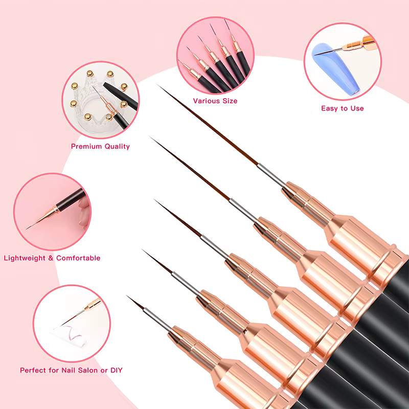 5 pièces professionnel Nail Art doublures rayures pinceaux outil Ultra-mince ligne détail dessin peinture