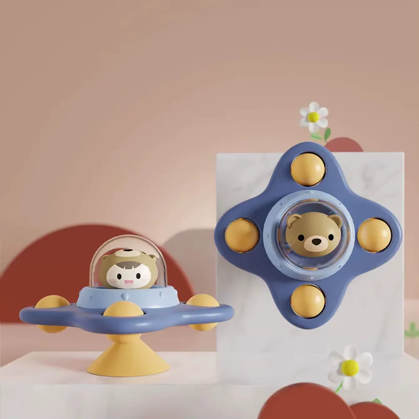 Jouet apaisant pour bébé, avion de dessin animé, artefact de bain pour bébé, ventouse amusante, Spinner, jeux de Table pour l'éducation précoce