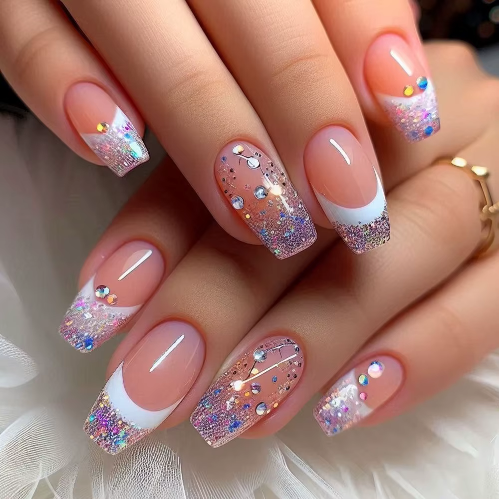Faux ongles français simples avec colle