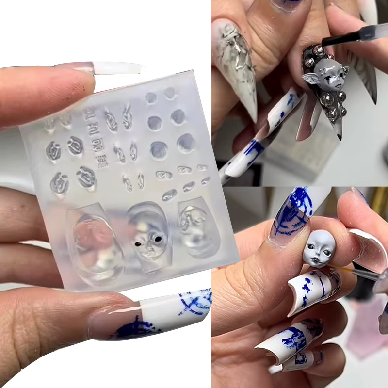 Moule à ongles en Silicone 3D Transparent