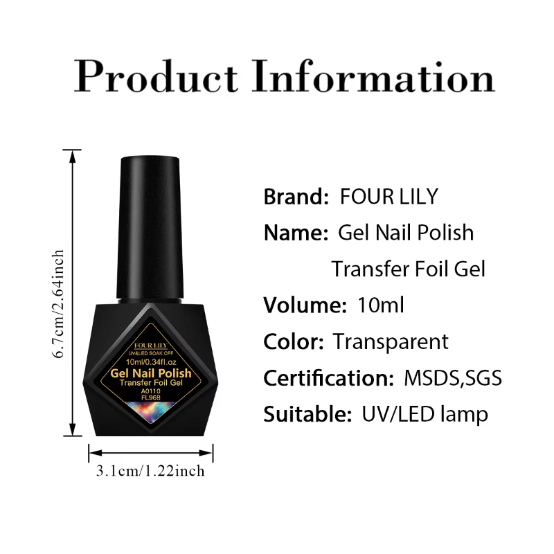 Vernis à ongles semi-permanent en gel de transfert de 10 ml pour autocollants adhésifs
