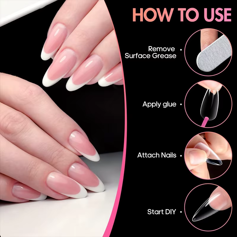600 faux ongles en gel souple