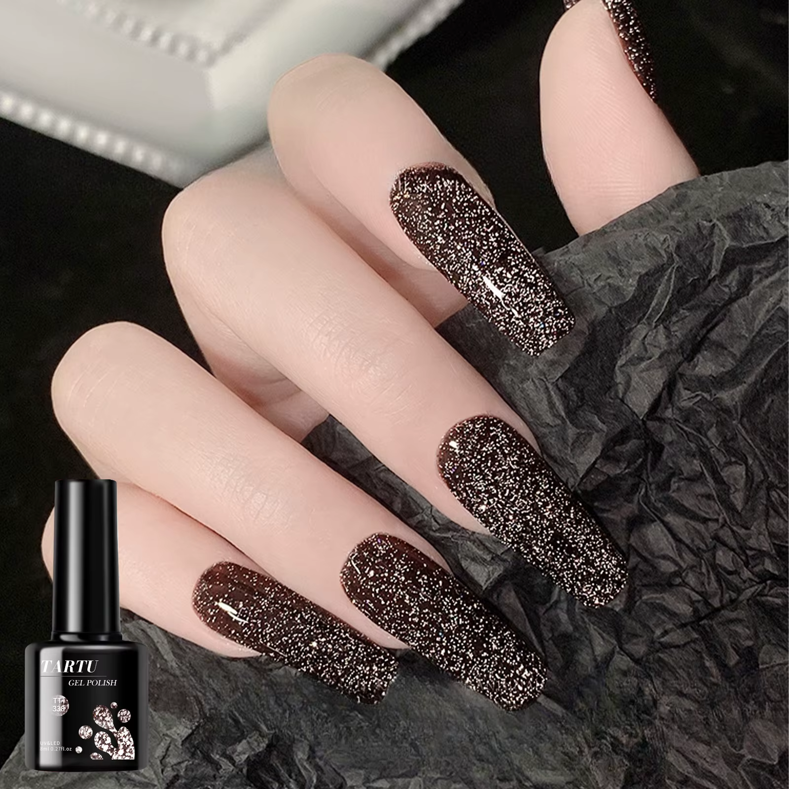 Vernis à ongles Gel rouge noir à paillettes brillant