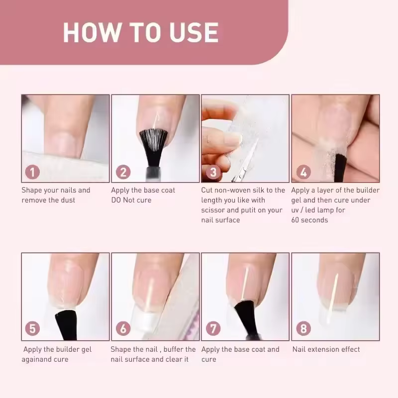 Extension d'ongles en fibre de verre de soie