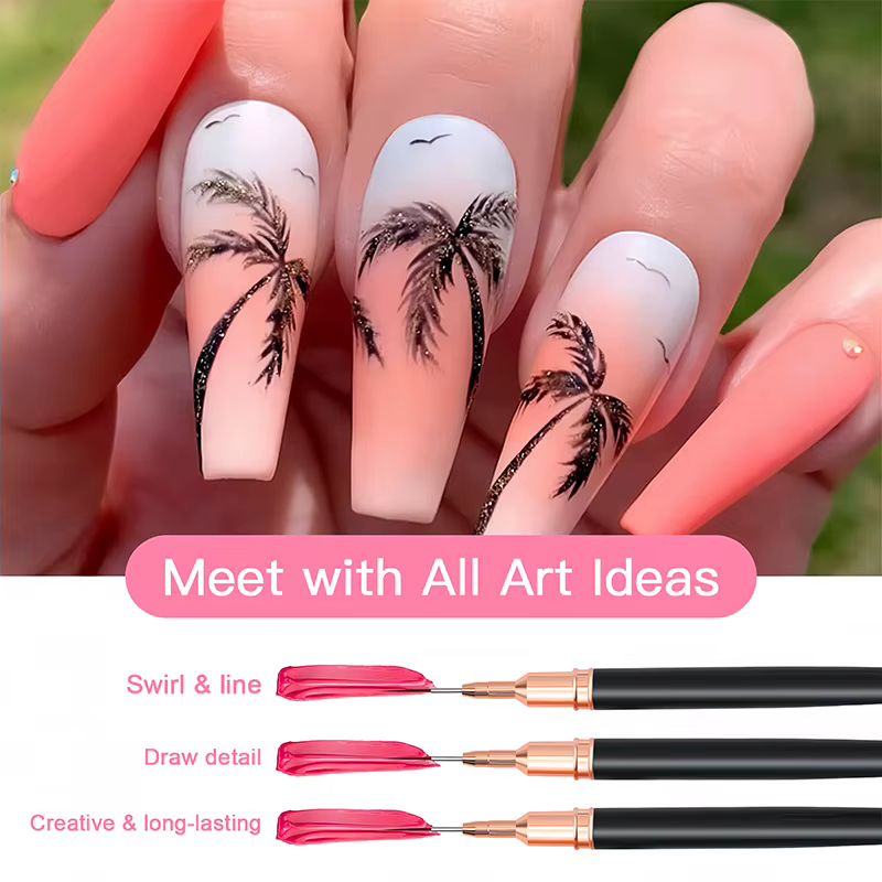 5 pièces professionnel Nail Art doublures rayures pinceaux outil Ultra-mince ligne détail dessin peinture