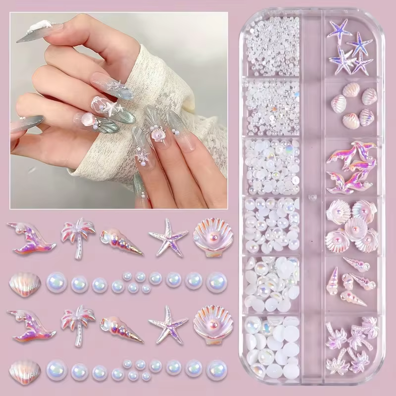 30 accessoires de nail art de style vacances à la plage. Pièces