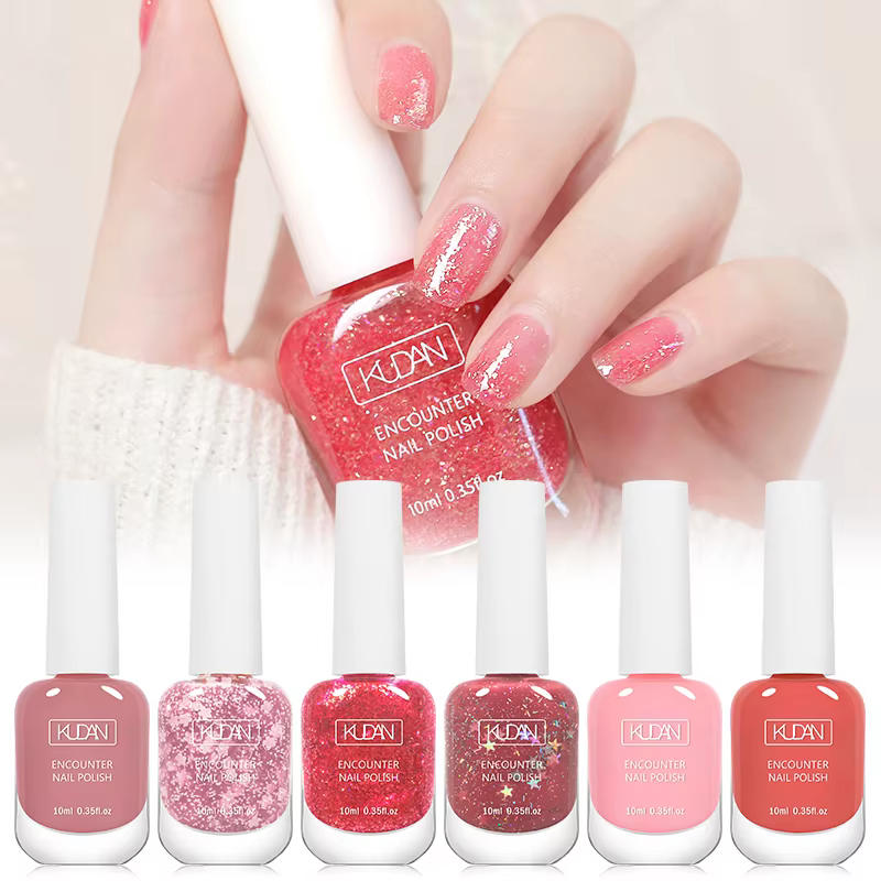 KUDAN 6 pièces ensemble de vernis à ongles à base d'eau 10ml nu rouge rose Peel-Off Kit