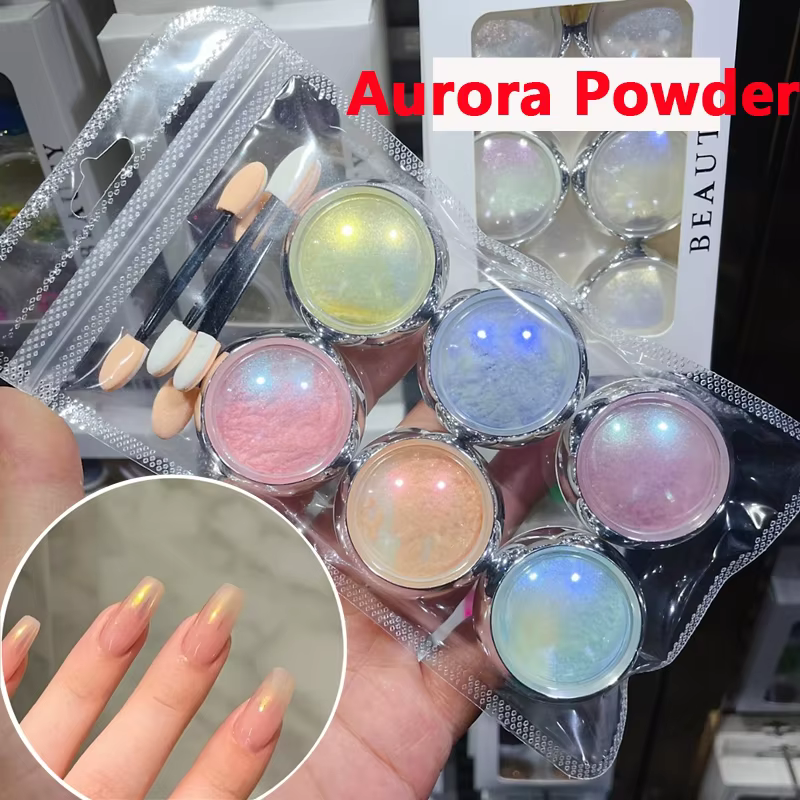 Poudre à ongles aurore scintillante