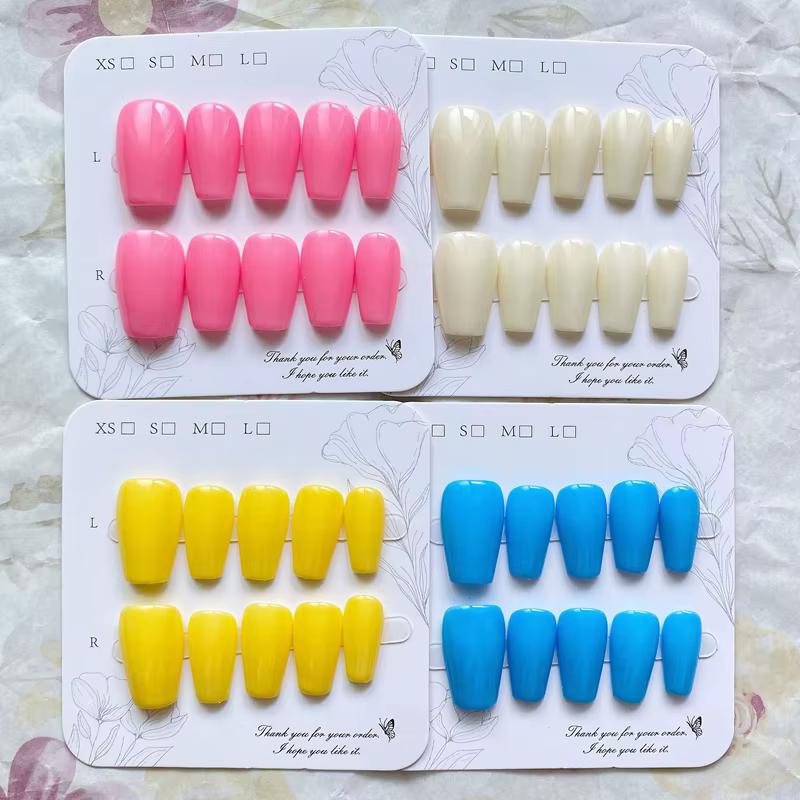Macaron couleur presse sur ongles rose noir blanc vert bleu Orange cercueil court faux
