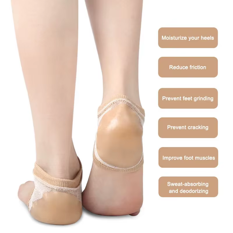 Protections de talon en gel, anti-crevasses, demi-chaussettes unisexe, coussinets de soin des pieds, 2 ou 4 pièces