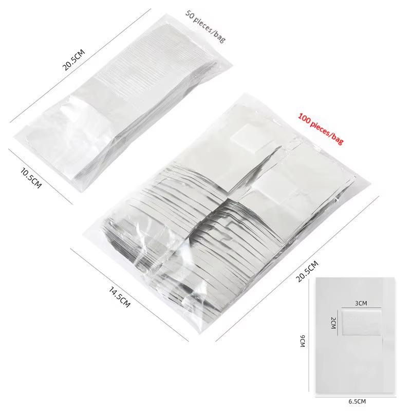 Lot de 100 lingettes en aluminium pour dissolvant de vernis à ongles